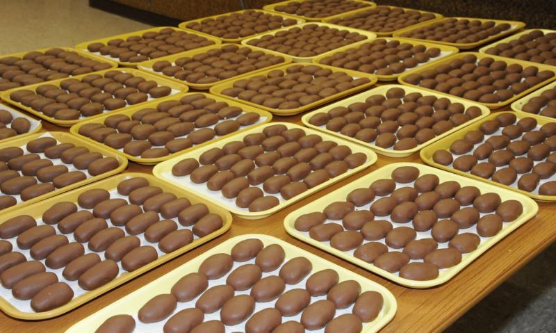 Volunteers making Easter Eggs on Monday, February 29, 2016.  photos by Curt Werner