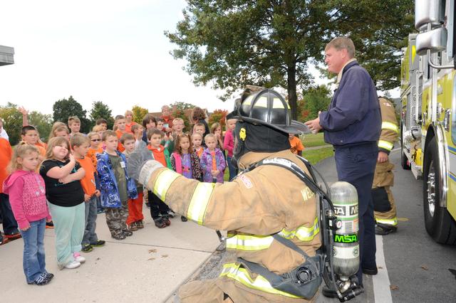 Wellsville Elementary School has fire drills with Wellsville Fire Company during Fire Prev. week by Curt Werner