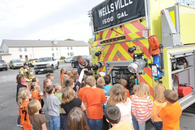 Wellsville Elementary School has fire drills with Wellsville Fire Company during Fire Prev. week by Curt Werner