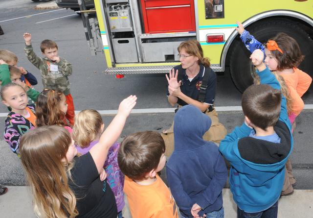 Wellsville Elementary School has fire drills with Wellsville Fire Company during Fire Prev. week by Curt Werner