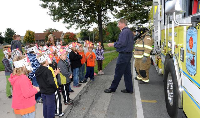 Wellsville Elementary School has fire drills with Wellsville Fire Company during Fire Prev. week by Curt Werner