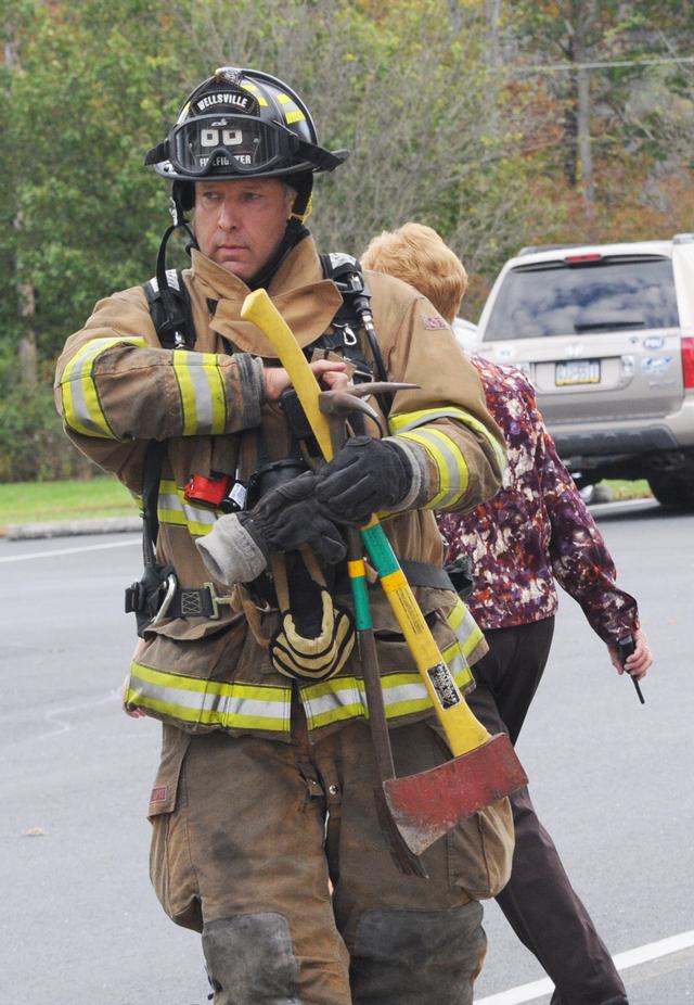 Wellsville Elementary School has fire drills with Wellsville Fire Company during Fire Prev. week