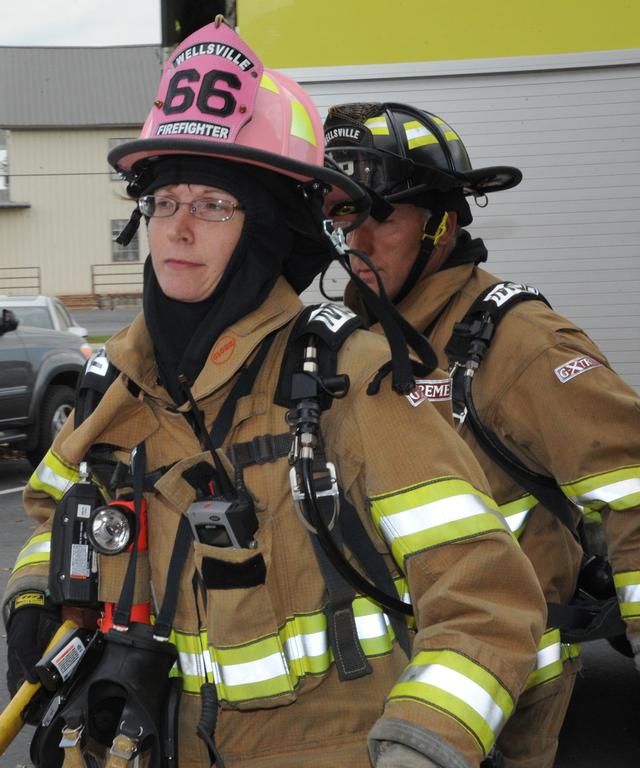 Wellsville Elementary School has fire drills with Wellsville Fire Company during Fire Prev. week