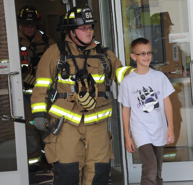 Wellsville Elementary School has fire drills with Wellsville Fire Company during Fire Prev. week by Curt Werner