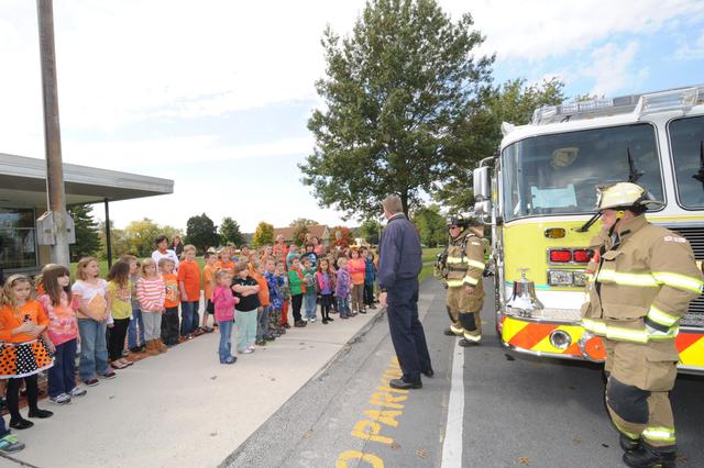 Wellsville Elementary School has fire drills with Wellsville Fire Company during Fire Prev. week by Curt Werner