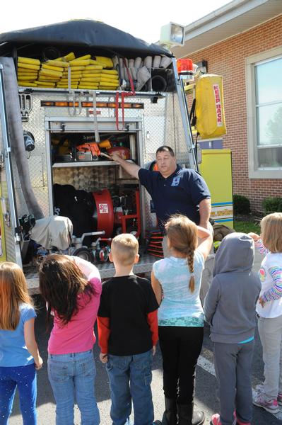 Fire drill at Wellsville Elementary School and open house at fire department on 10/09/14.  Photo by curt werner